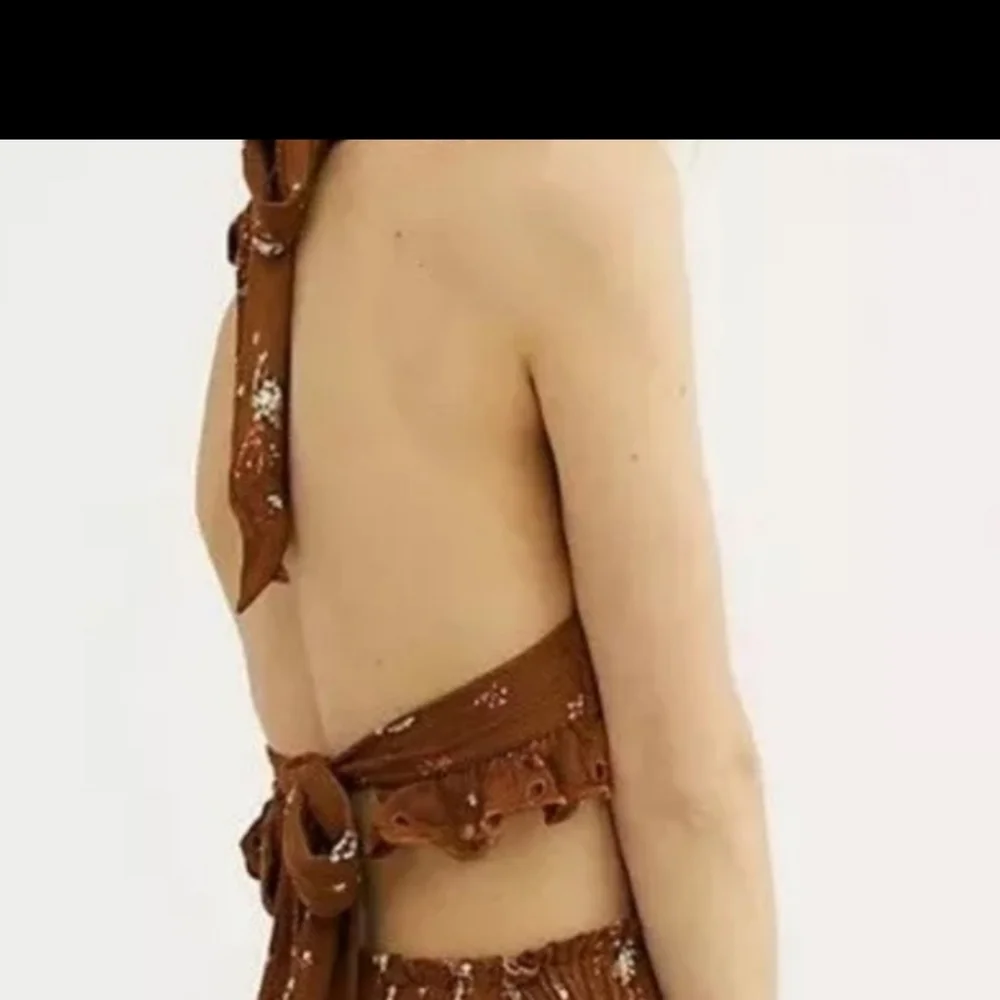Free People Miss Louise smocked cropped halter top